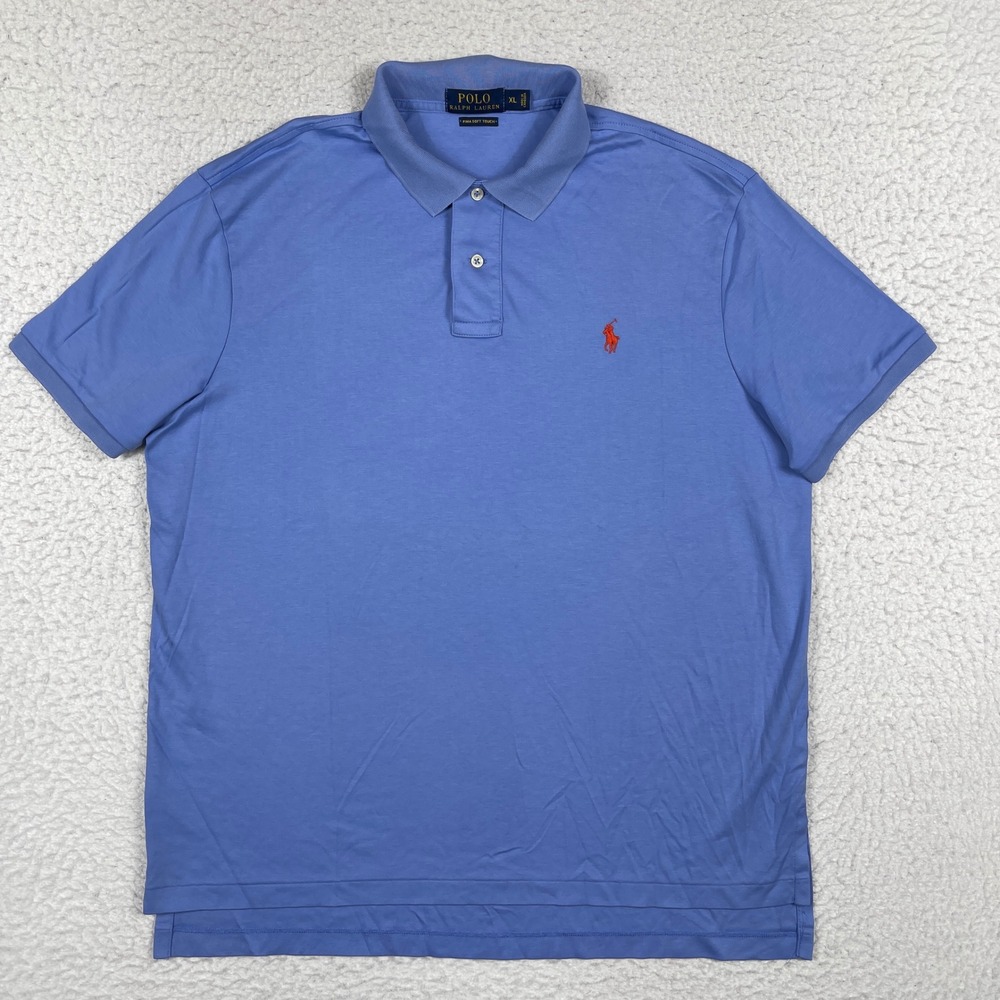 Polo Ralph Lauren Polo Shirt Mens XL Blue Pima Soft Touch Red Pony Classic Fit